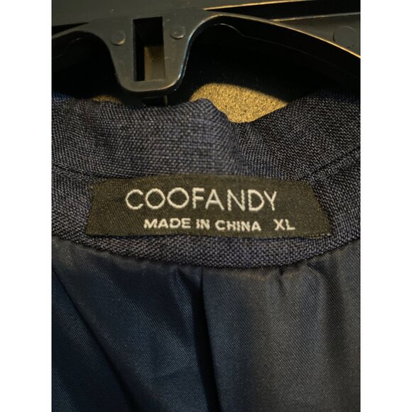 Mens Coofandy Navy Blue Blazer Jacket XL 100% Polyester Single-Breasted Two-Butt - Picture 2 of 7